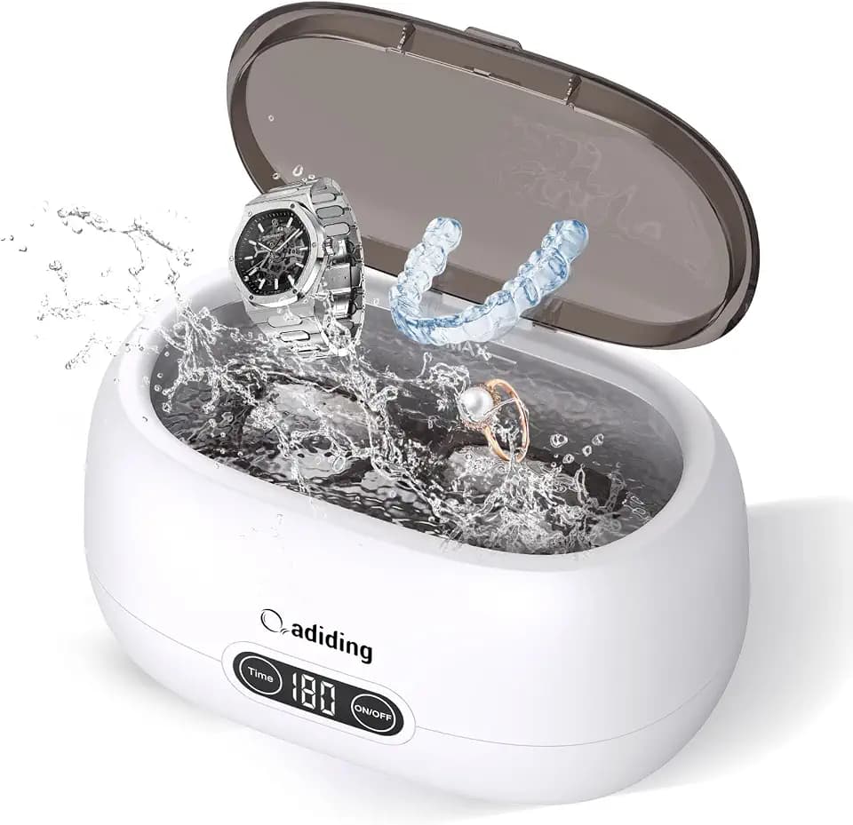 Adiding Ultraschallreinigungsgerät Brille 650mL Ultraschallreiniger Brillenreinigungsgerät mit 5 Zeitmodi, 45KHz Ultraschallgerät Ultraschallbad Reinigung für Brillen Schmuck Uhren Zahnersatz Münzen