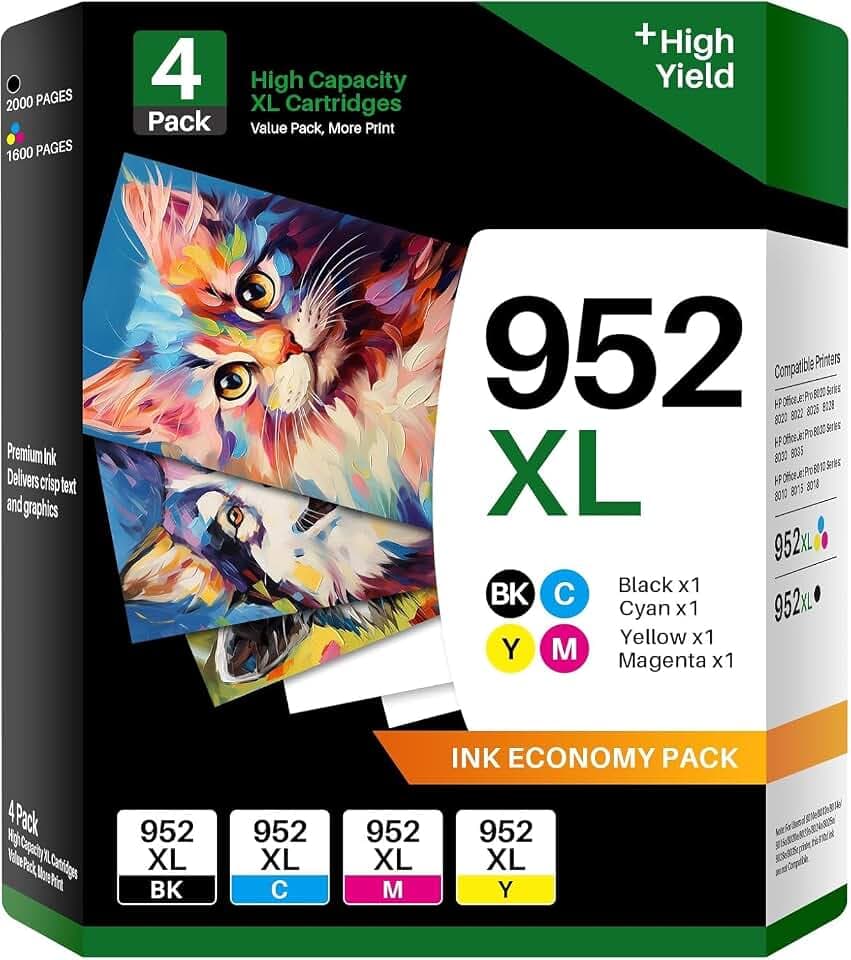 colorfly 952XL Ink Cartridges Combo Pack Replacement for HP 952 XL Ink Cartridges 4 Pack