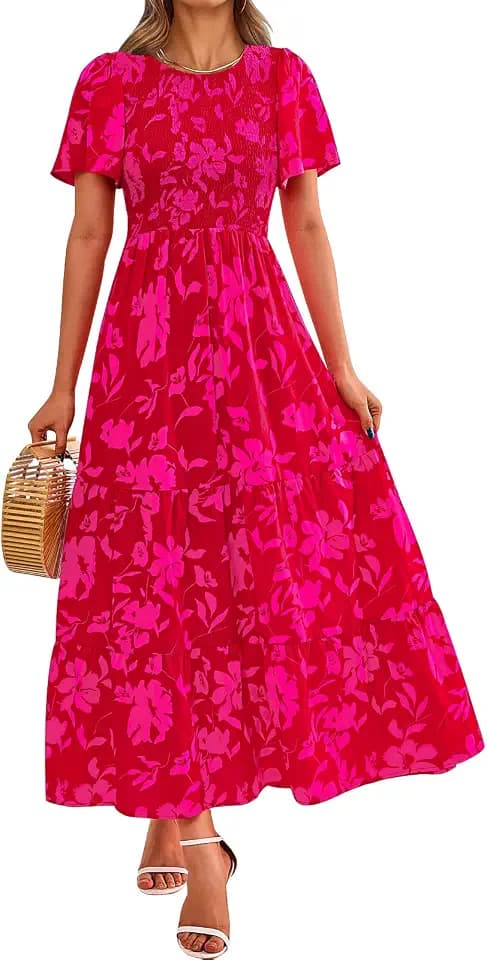 PRETTYGARDEN Women's 2026 Summer Casual Flutter Sleeve Floral Maxi Dress