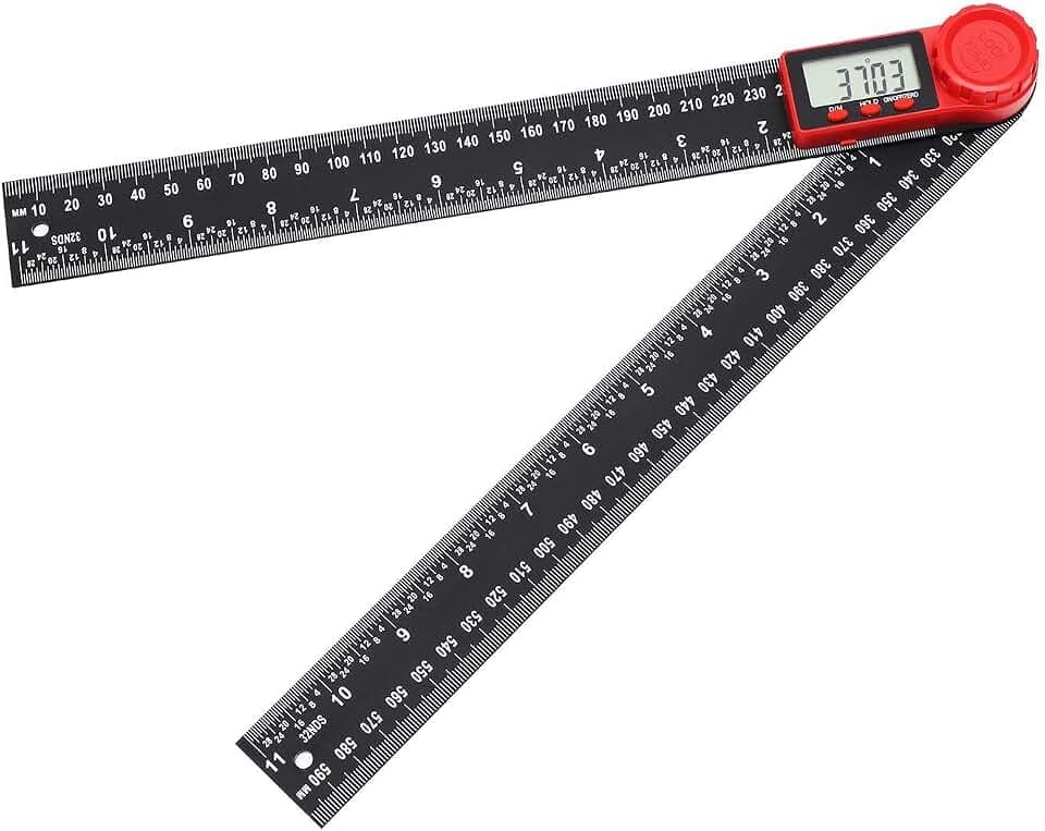 TOPWAY Digitaler Winkelsucher 12" 300mm, Kohlenstoff-Faser 0-360° Elektronischer Neigungsmesser Goniometer Winkelmesser Winkellineal Messwerkzeug mit LCD Display für Holzbearbeitung Maschinenbau