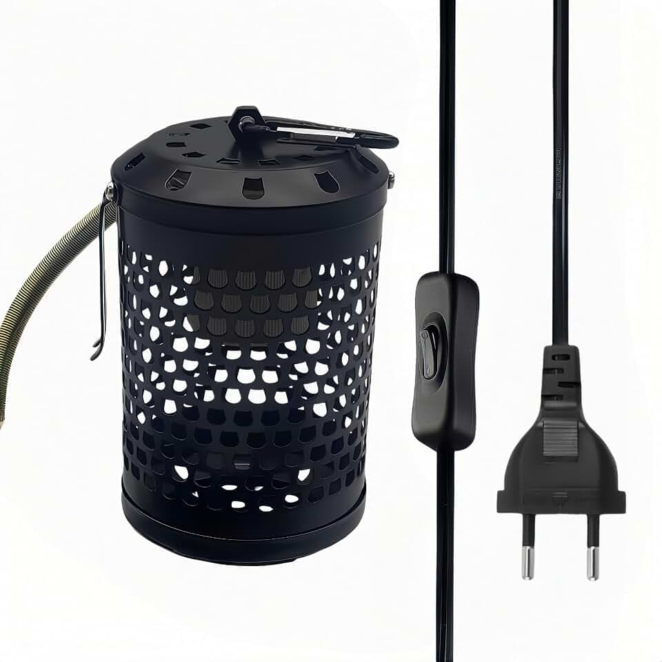 Reptilien Wärmelampe Terrarium Lampensockel mit Schutzkorb, Schildkröte Keramik Fassung für UVB Lampe, Geeignet für Infrarotlampen, UVB Lampen und Wärmelampen MAX100W