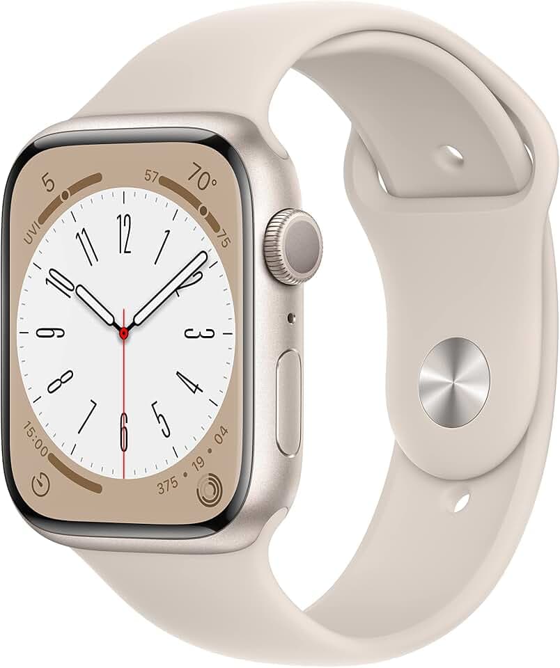 Apple Watch Series 8 [GPS 45mm] Smart Watch w/Starlight Aluminum Case with Starlight Sport Band - M/L. Fitness Tracker, Blood Oxygen & ECG Apps, Always-On Retina Display, Water Resistant