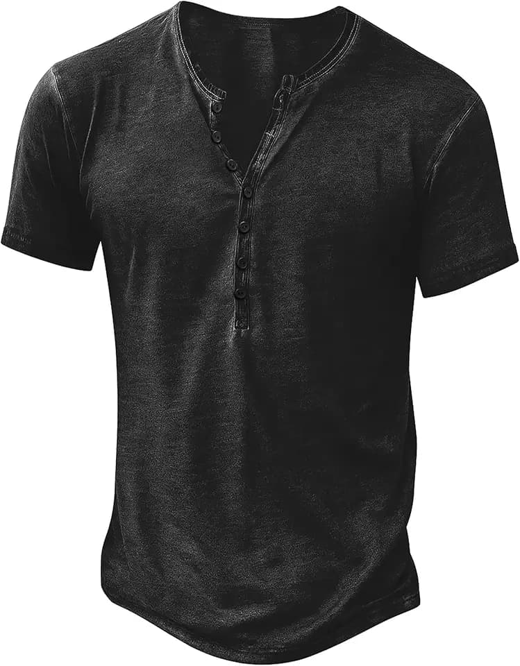 NITAGUT Hemd Herren Henley Shirt Kurzarm Männer Freizeithemd Vintage Slim Fit Leichtes Sommer T-Shirt