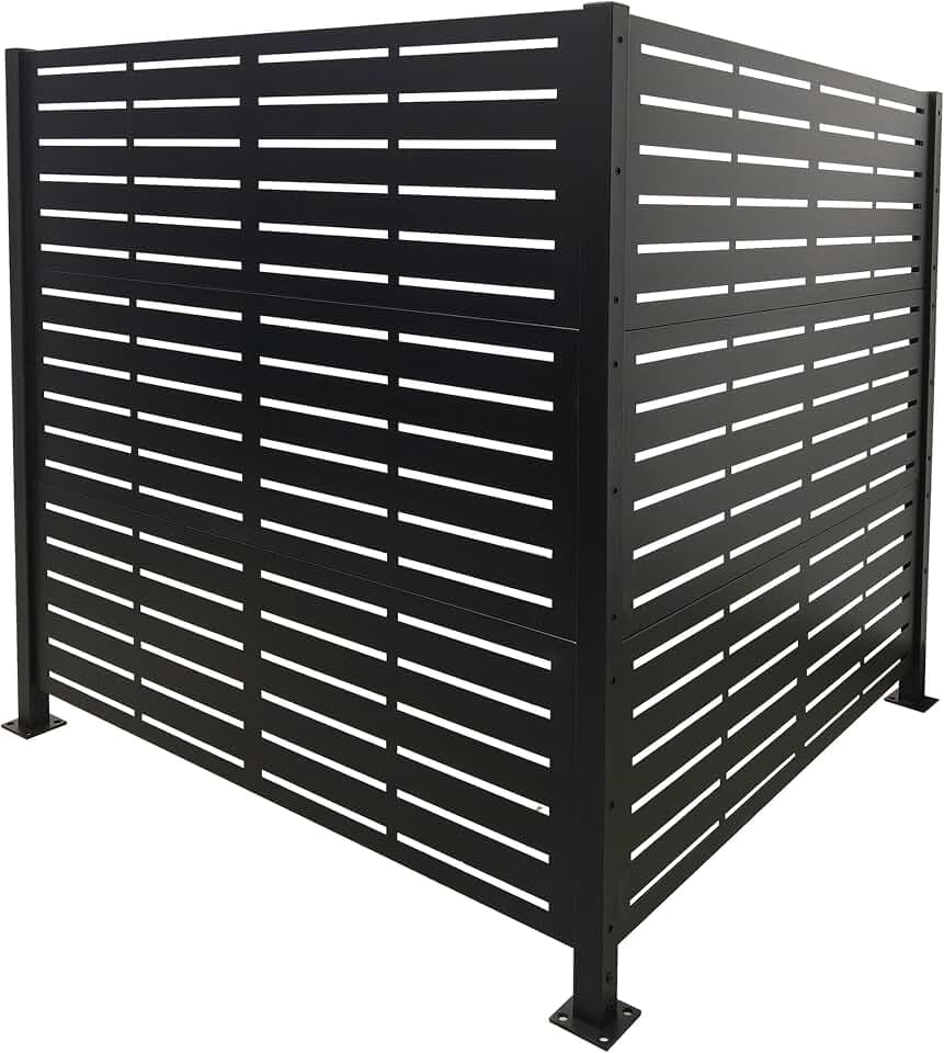Relaxdays Mülltonnenverkleidung, 2 Paneele je HxB 120 x 120 cm, modularer Sichtschutz, Mülltonnenzaun, Eisen, schwarz