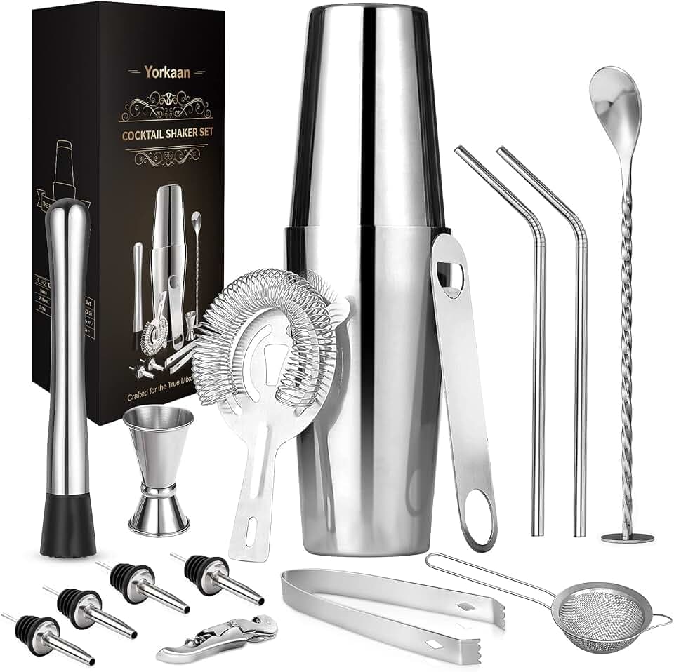 Cocktail Shaker Set, 750ML Bar Tool Set, 15-Teiliges Edelstahl Shaker Bar Zubehör, Professionelles Cocktail Mixing Set, Barware Set für Zuhause oder die Bar.