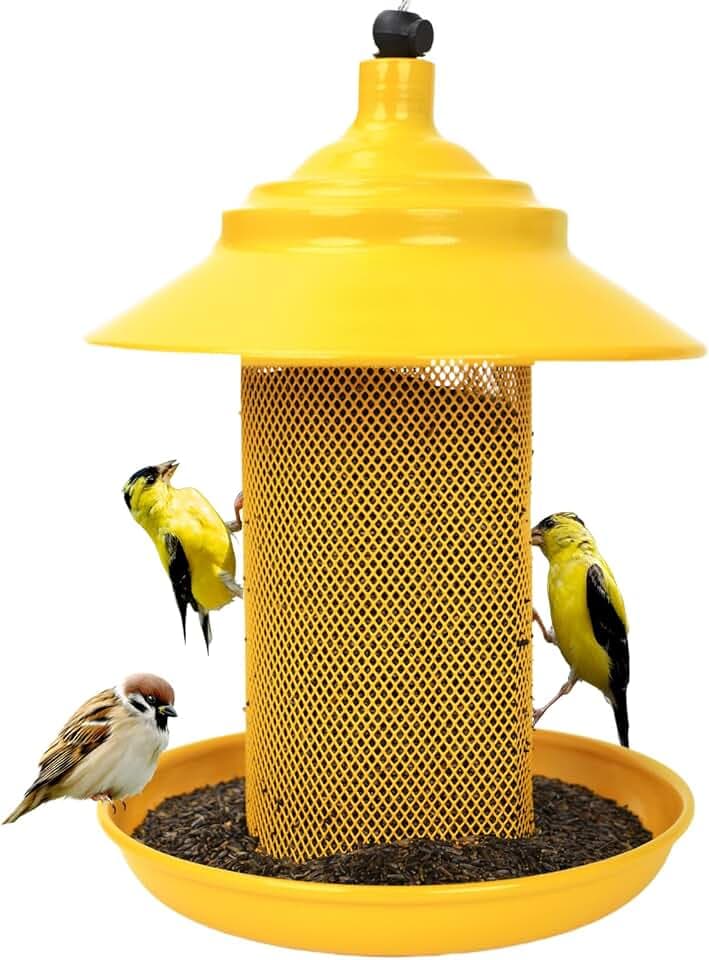 All-Metal Finch Feeder, Squirrel Resistant Nyjer Seed Bird Feeder Yellow
