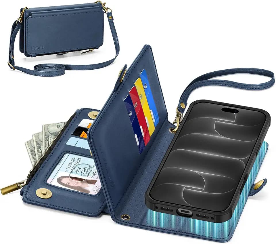 TUCCH Crossbody Wallet Case for iPhone 18 Pro Max & 17 Pro Max (6.9"), Blue