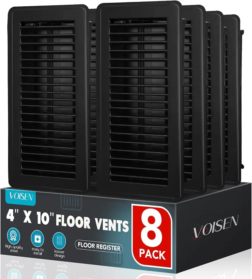 VOISEN Floor Register 4x10, 8 Pack Black Floor Vent Covers