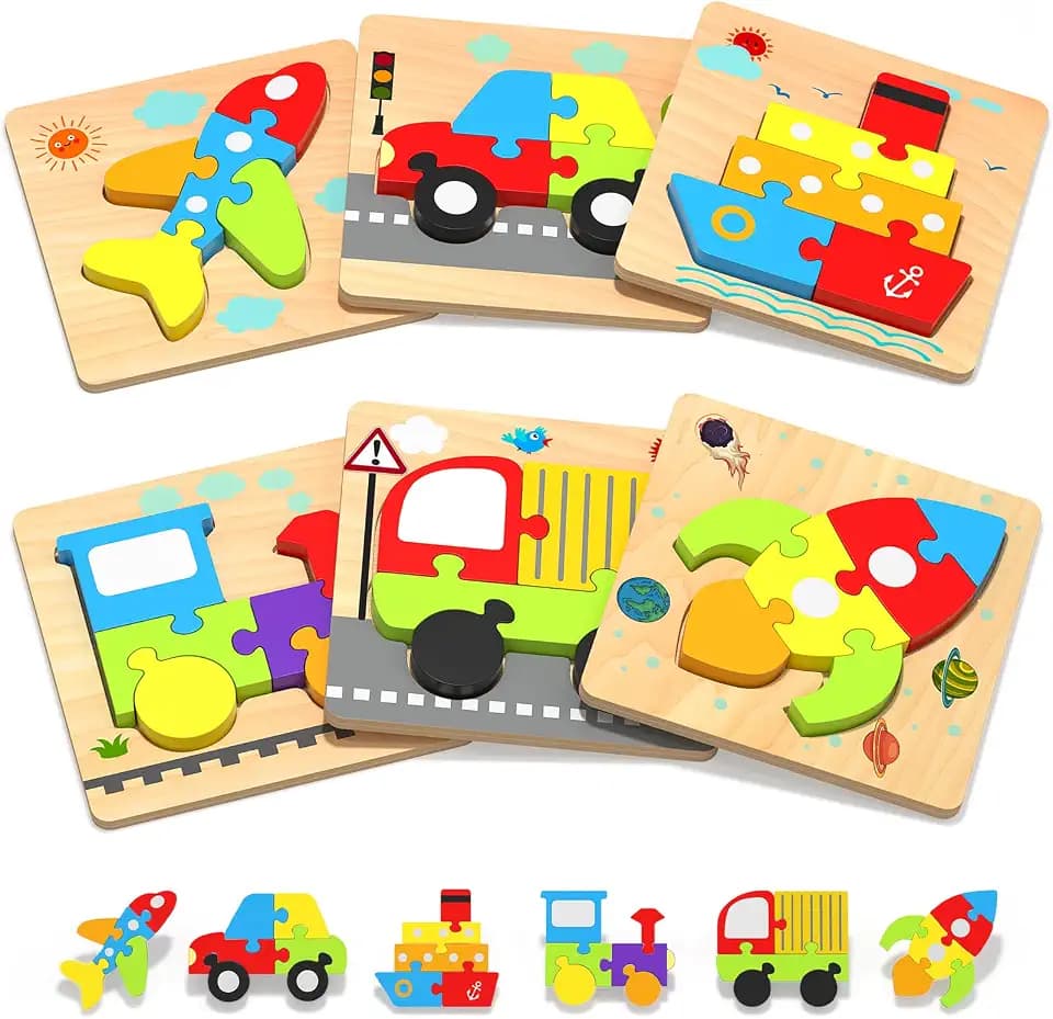Wooden Toddler Puzzles Gifts Montessori Toys for 1 2 3 Years Old Boys Girls