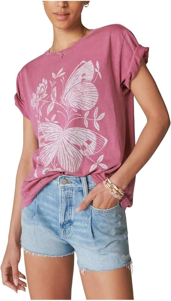 Lucky Brand Women's Butterfly Garden Boyfriend Tee