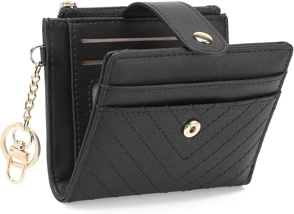 GAEKEAO Slim Wallet for Women, RFID Blocking Credit Card Holder Bifold Wallet with Zipper Coin Pocket, ID Window