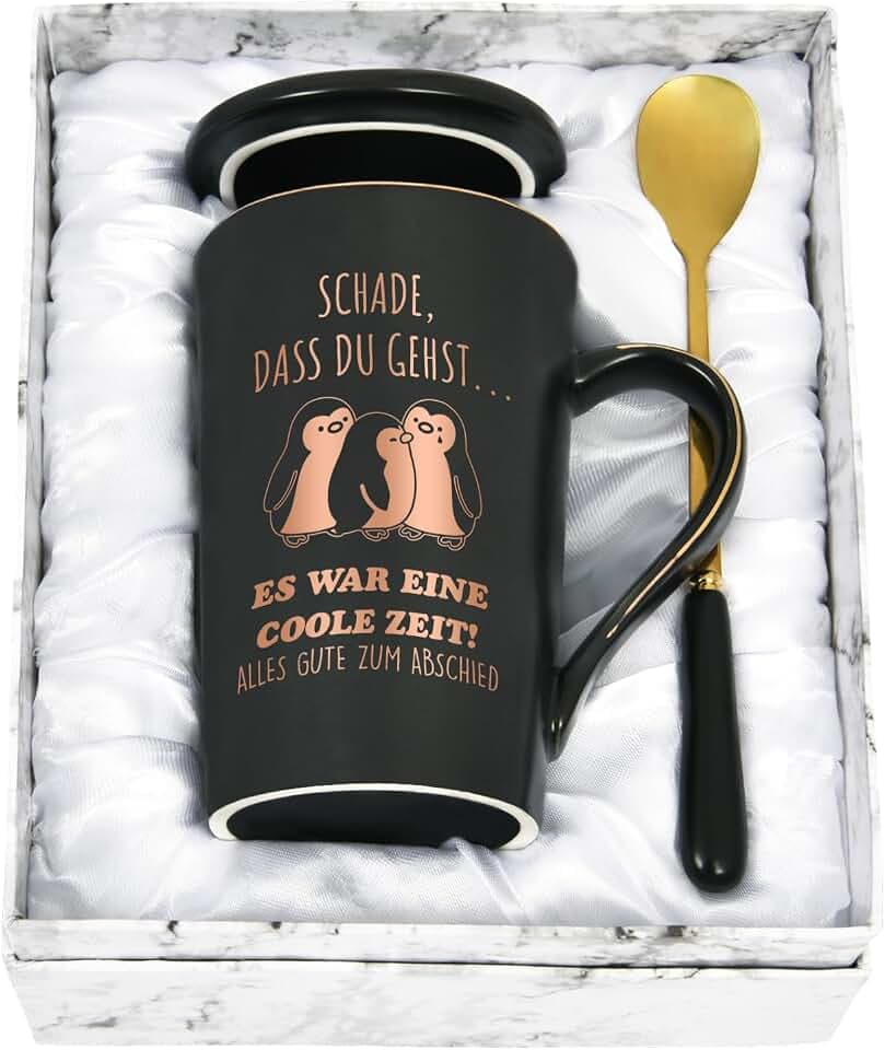 Joymaking Kollegin Abschiedsgeschenk Tasse mit Spruch - Schade, dass du gehst es war eine coole Zeit - Abschied Kollegin Geschenke für Neuer Job, 400ml Schwarz
