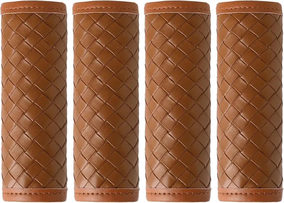 Leather Luggage Handle Wraps for Suitcase, 4 Pack Luggage Handle Cover Identifiers Tags Markers for Travel Accessories (Brown)