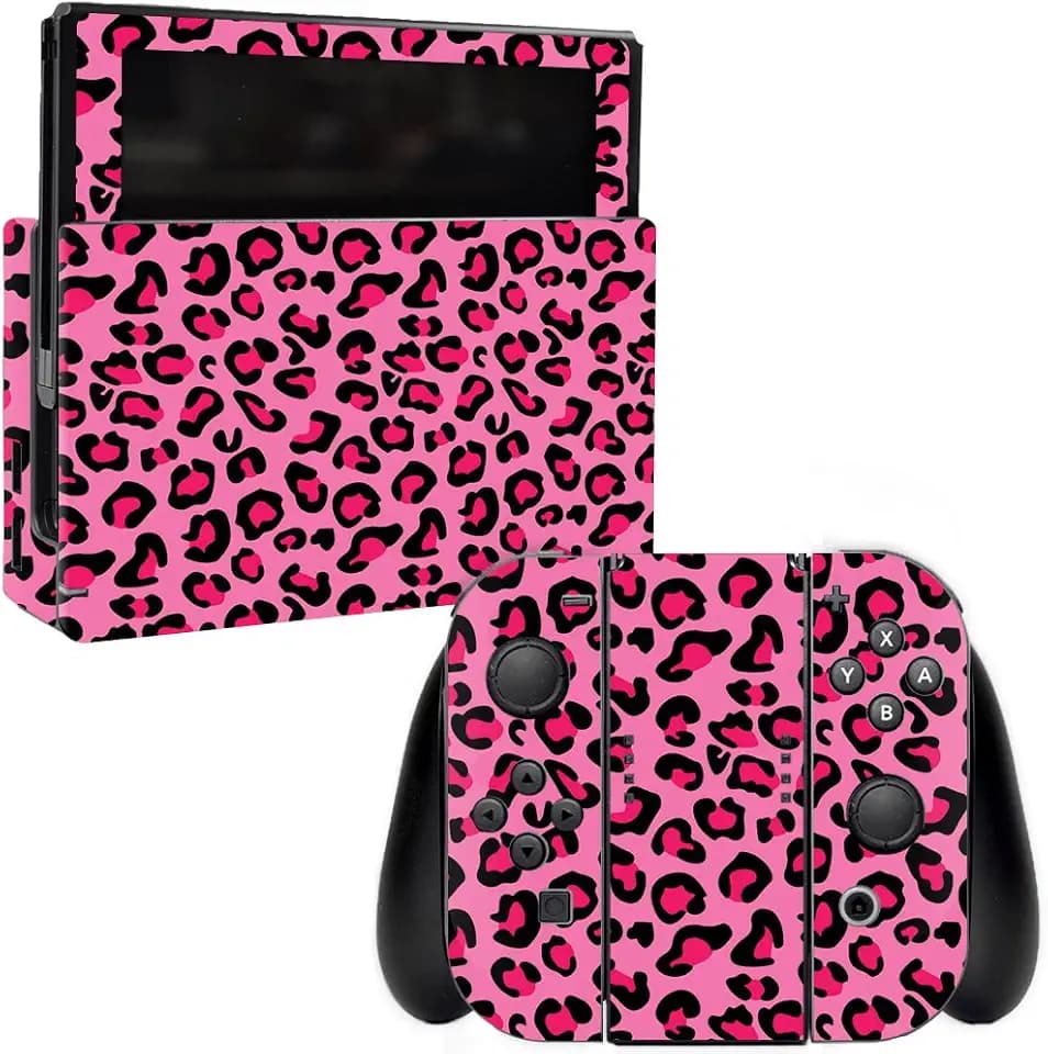MightySkins Skin Compatible with Nintendo Switch - Pink Leopard | Protective, Durable, and Unique Vinyl Decal wrap Cover | Easy to Apply, Remove, and Change Styles | Made in The USA