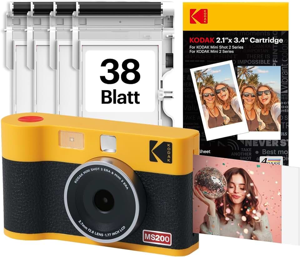 KODAK Mini Shot 2 ERA 5x7,6cm Sofortbildkamera, 38 Blatt, Gelb