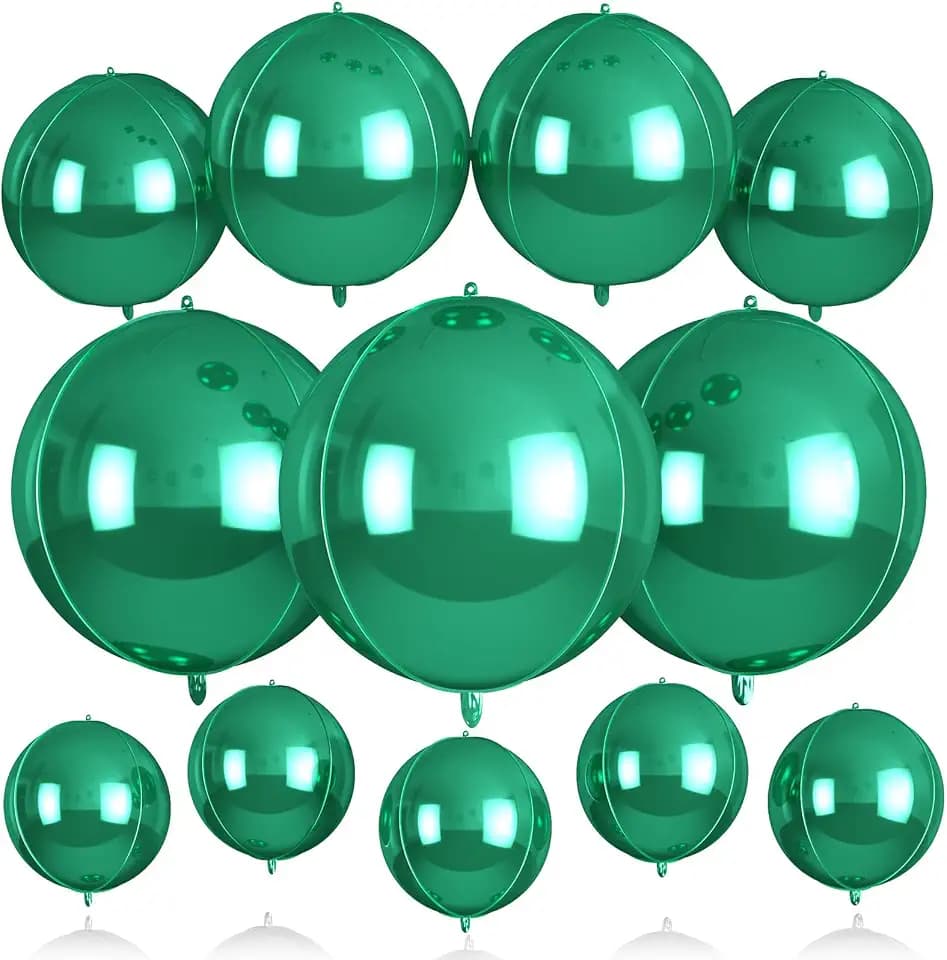 Green Round Balloons, 12Pcs Emerald Foil for Wedding Jungle Baby Shower