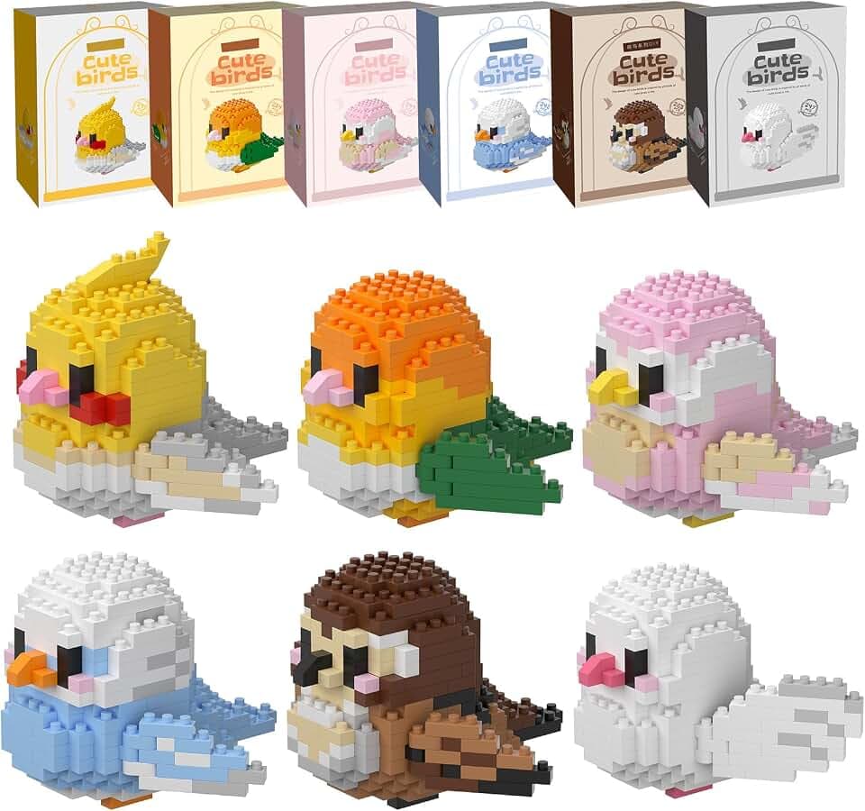 HJPLPXH Papageien-Micro-Mini-Baustein-Sets, Geburtstagsgeschenk für Kinder
