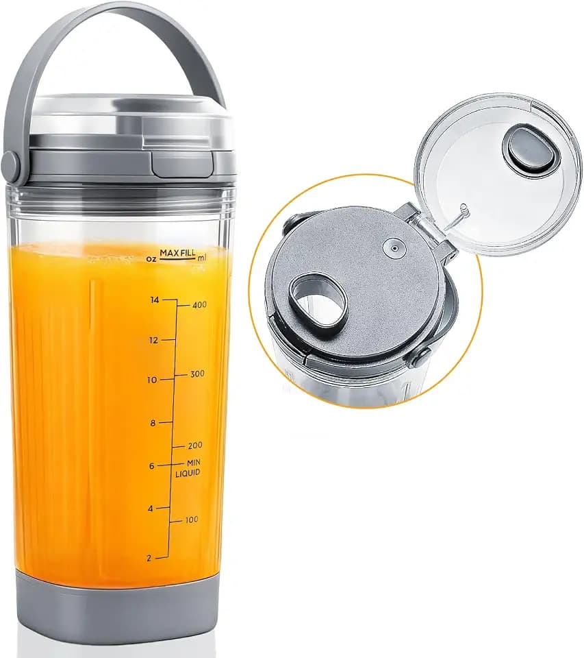 Gdrtwwh Mixerbecher 532ml mit Trinköffnung & Versiegelungsdeckel Passend für Ninja BC100 Serie und BC151 Serie, Mixer Ersatzteile für Ninja (Grau)