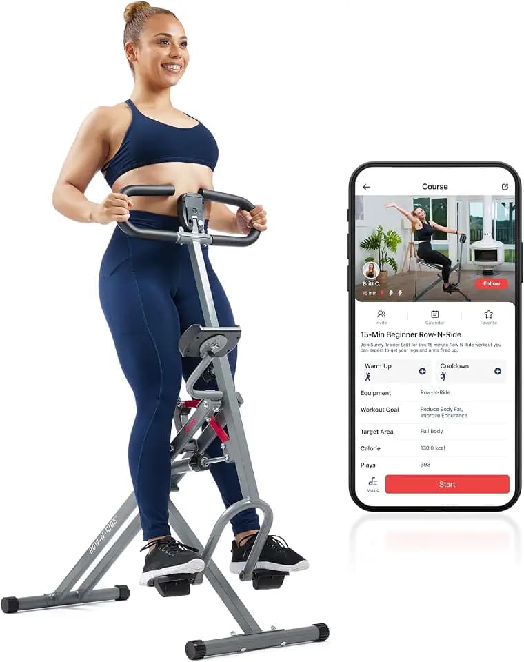 Sunny Health & Fitness Row-N-Ride Trainer for Full-Body Home Exercise