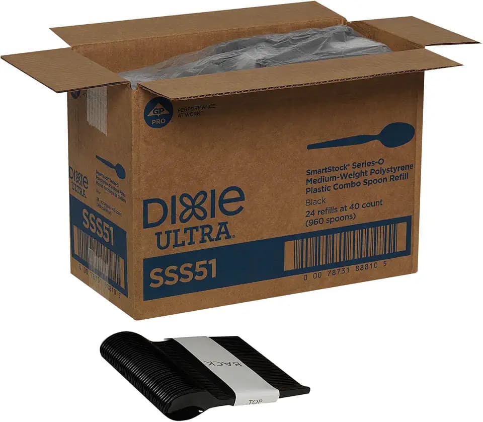 Dixie SSS51 SmartStock Plastic Cutlery Refill, Spoons, Black, 40 Per Pack (Case of 24 Packs)