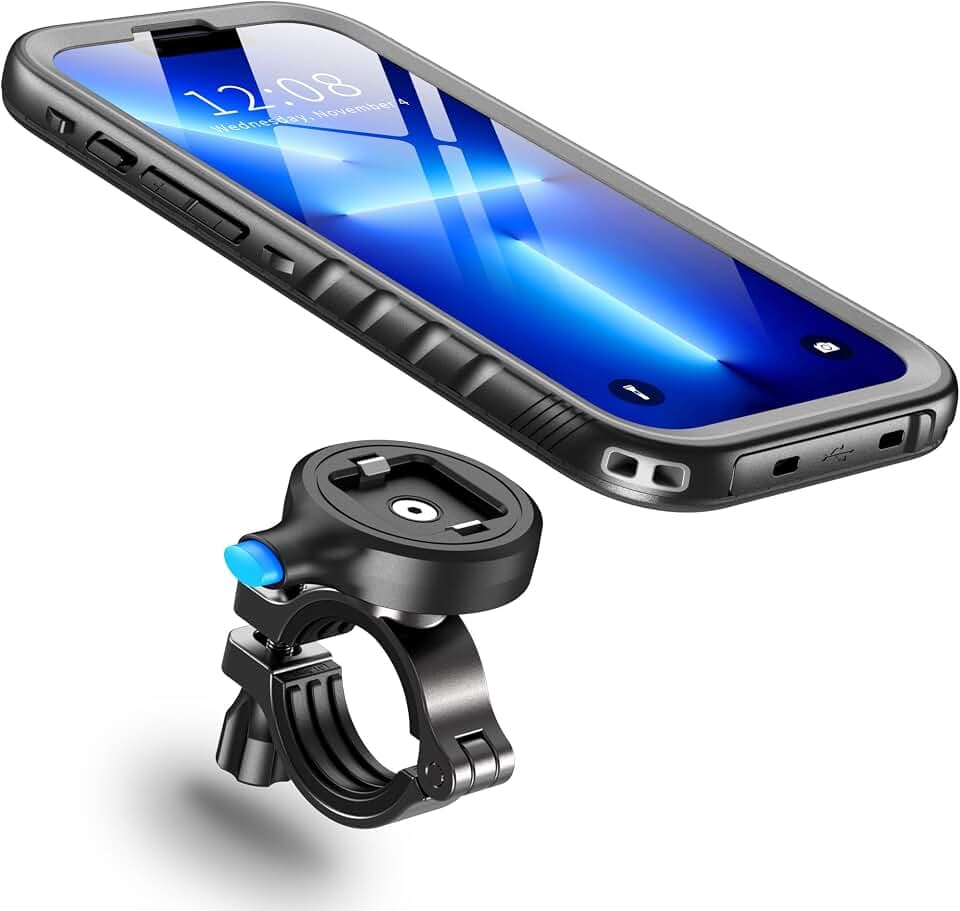 Cozycase 1S-Knopf Wasserdicht Handyhalterung Fahrrad Für iPhone 14 Pro Max | Anti-Diebstahl Hülle Handy Halter Motorrad Lenker Rennrad Mtb Ebike Bike Phone Holder Mount Fahrradhalterung IP68 Waterproof