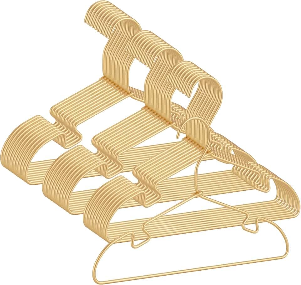 30 Pack Baby Hangers - 12.6 Inch Aluminum Non-Slip Kids Hangers for Nursery Child Clothing, Small Children, for Pants Coats Skirts (Gold)
