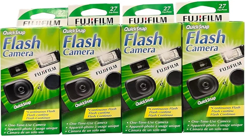 Fujifilm QuickSnap Flash 400 Disposable 35mm Camera w/, 27 Exp, 4-Pack