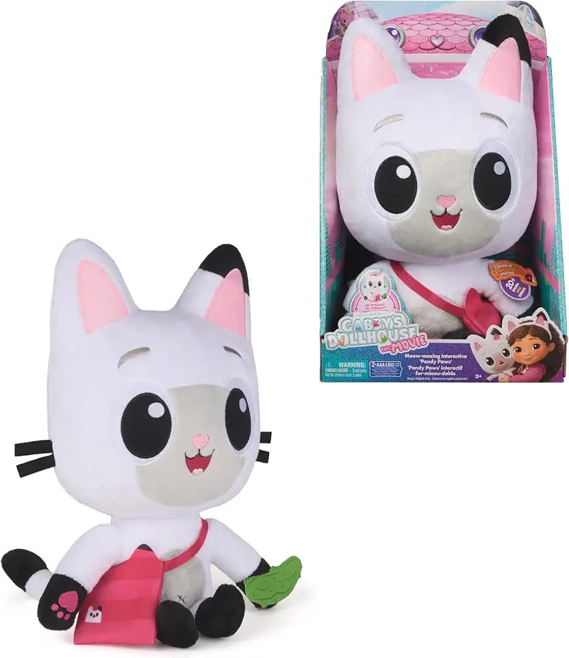 DREAMWORKS GABBY'S DOLLHOUSE: DER FILM - Interaktiver Plüsch Panda Pfötchen, 33cm mit Tasche & Zubehör, für Kinder ab 3 Jahren
