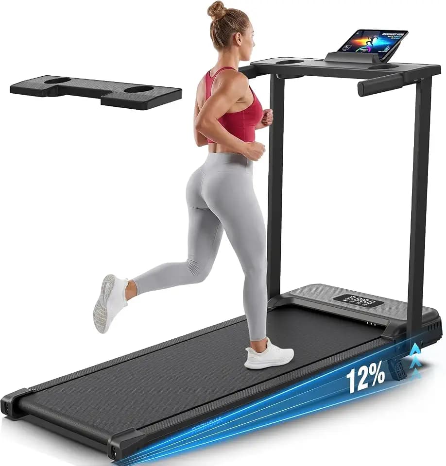 FUNMILY 3.5HP Walking Pad with Incline - Treadmill with Desk & Handle Bar