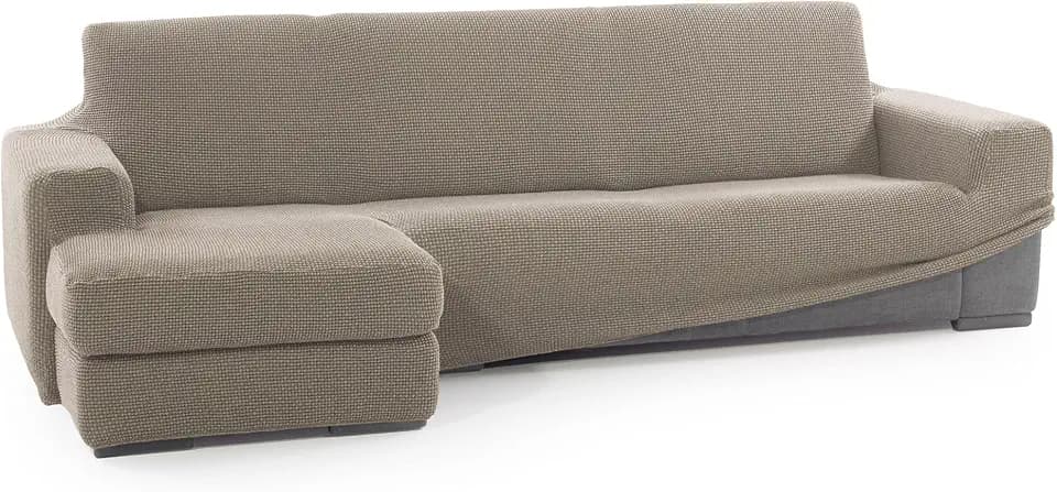 FAVERTI® Super elastischer Bezug für Chaiselongue, kurzes Eckteil Links (vorne gesehen), Modell Nove, Leinen, hochwertiger Schutz aus Jacquard-Stoff und Baumwolle