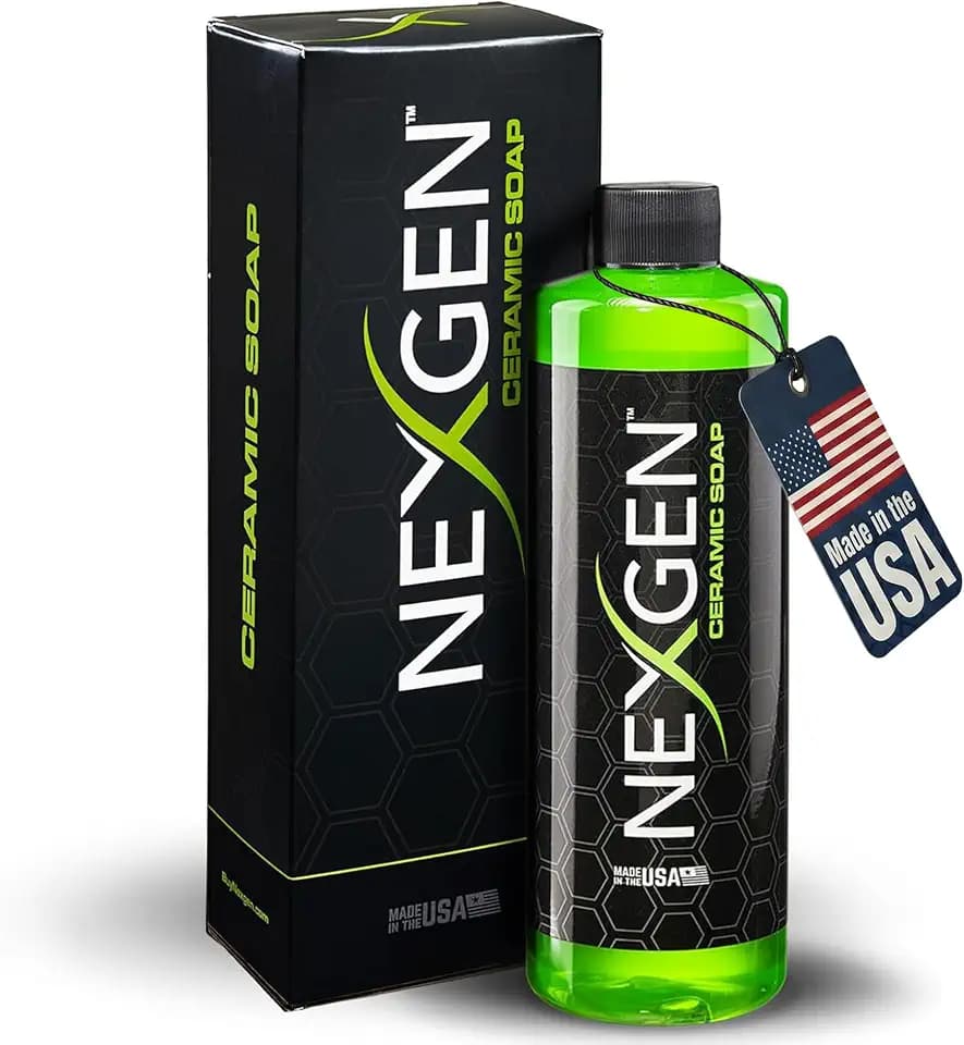 Nexgen Premium Ceramic Soap (16oz) - Dual-Action Formula Car Wash Soap with SiO2 for Cleaning & Protection - Hydrophobic Water-Beading`- Car Cleaning Supplies - Safe for Paint, Glass, Chrome & More