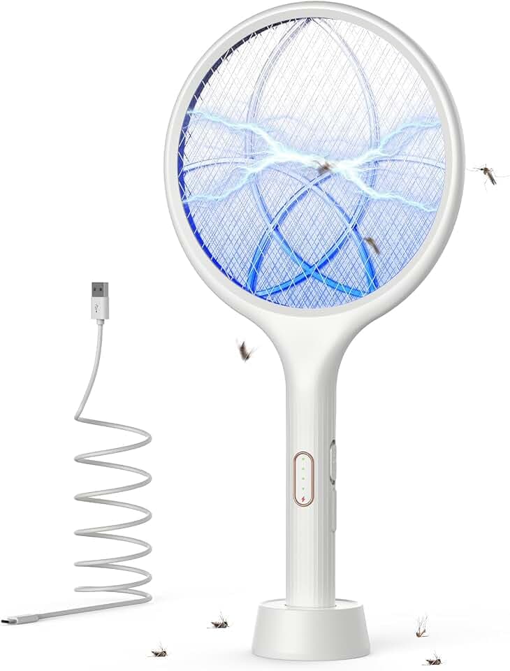 YISSVIC Elektrische Fliegenklatsche extra stark 4000V 2 in 1 Weiß 1 STK