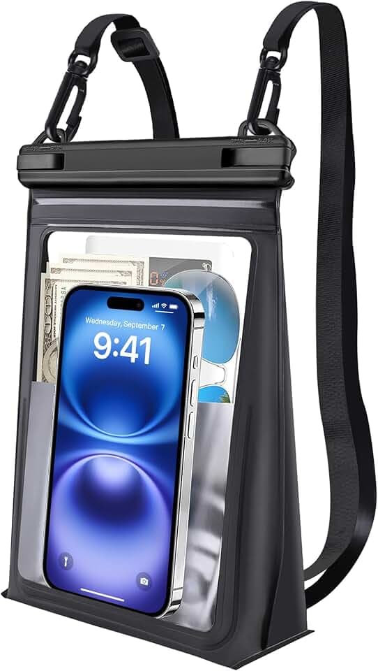 PEDVSTY Large Floating Waterproof Phone Pouch [with Sealing Strip] Black
