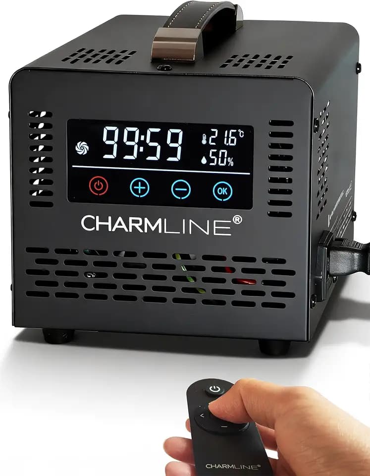 Charmline Smart Ozongenerator 60000 mg/h mit Fernbedienung, zur Geruchsbeseitigung in Autos, Räumen, Kellern, bis 500 m², Schwarz