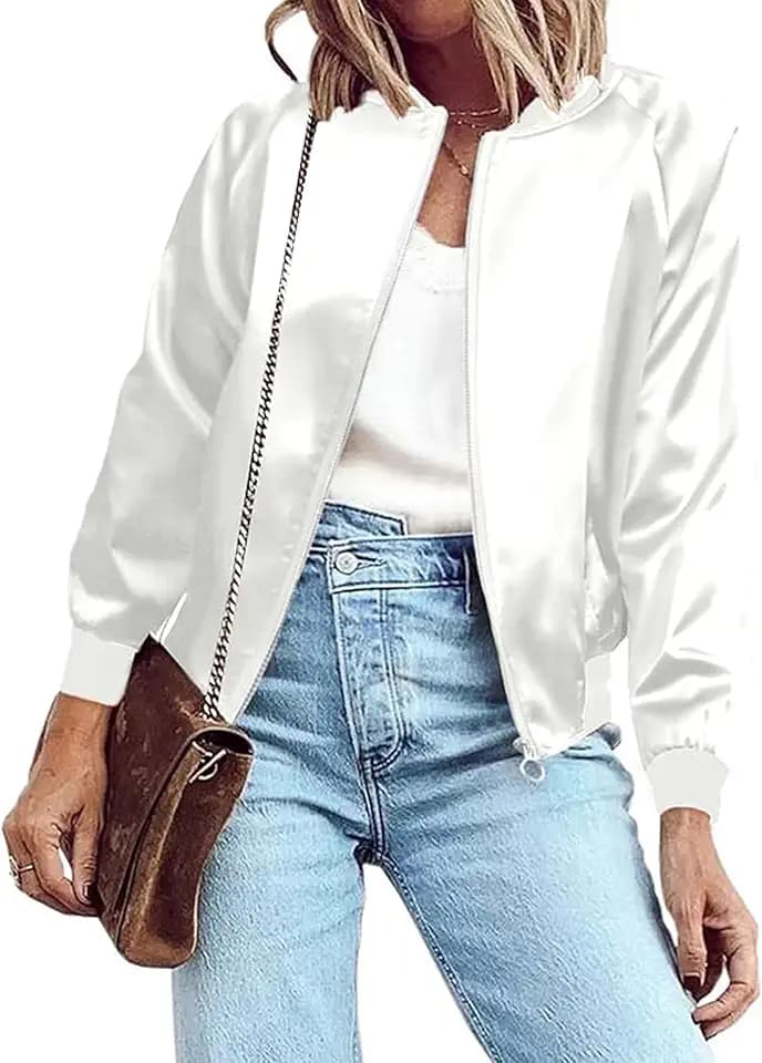 Zeagoo Women's Bomber Jacket Lightweight Zip Up Jacket Casual Striped Jacket Coat Outerwear Windbreaker with Pockets