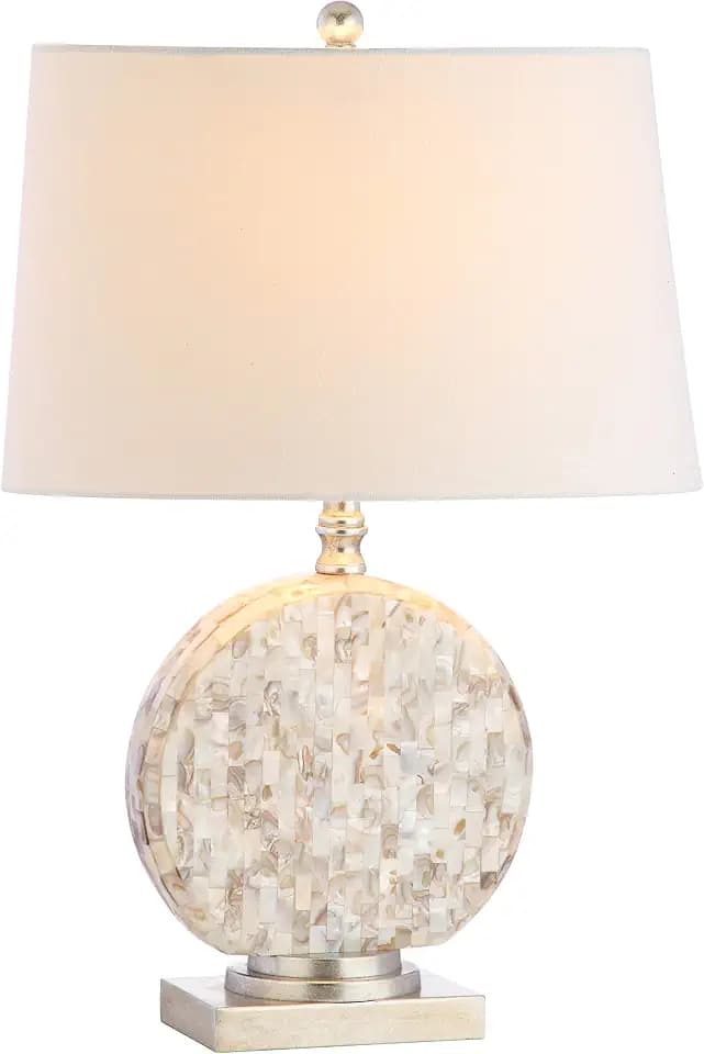 JONATHAN Y Dennis Bedside Table Lamp 24" Mother-of-Pearl Seashell, Cream
