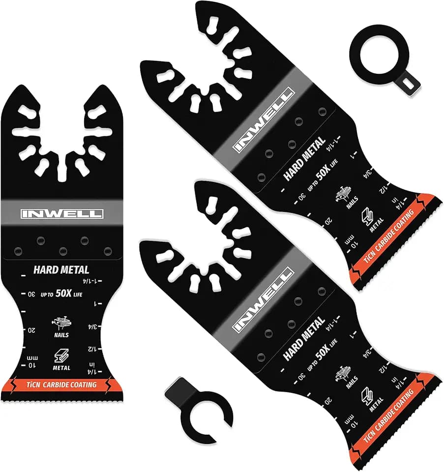 3 PCS TiCN Carbide Coating Oscillating Saw Blades, Heavy-Duty Streamlined Blades for Cutting Screws, Nails, Bolts, Compatible with DeWalt, Milwaukee, Makita, Ryobi, Bosch and More!