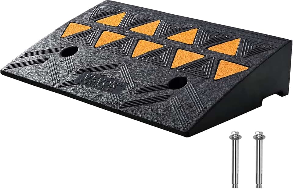 VEVOR Schwellenrampe Vollgummi Türschwellenrampe Max. Tragfähigkeit bis zu 15Tonnen Bordsteinrampe 50x30x10,8cm Rollstuhlrampe Auffahrrampe Gummirampe Geeignet für unebenen Boden Bordsteinkanten