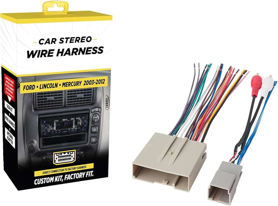 Scosche FDK11B Aftermarket Radio Wiring Harness for Select Factory Amplified 2003-12 Ford, Lincoln and Mercury Vehicles - Car Stereo Wire Harness - Check Vehicle List Notes in Images for Your Model