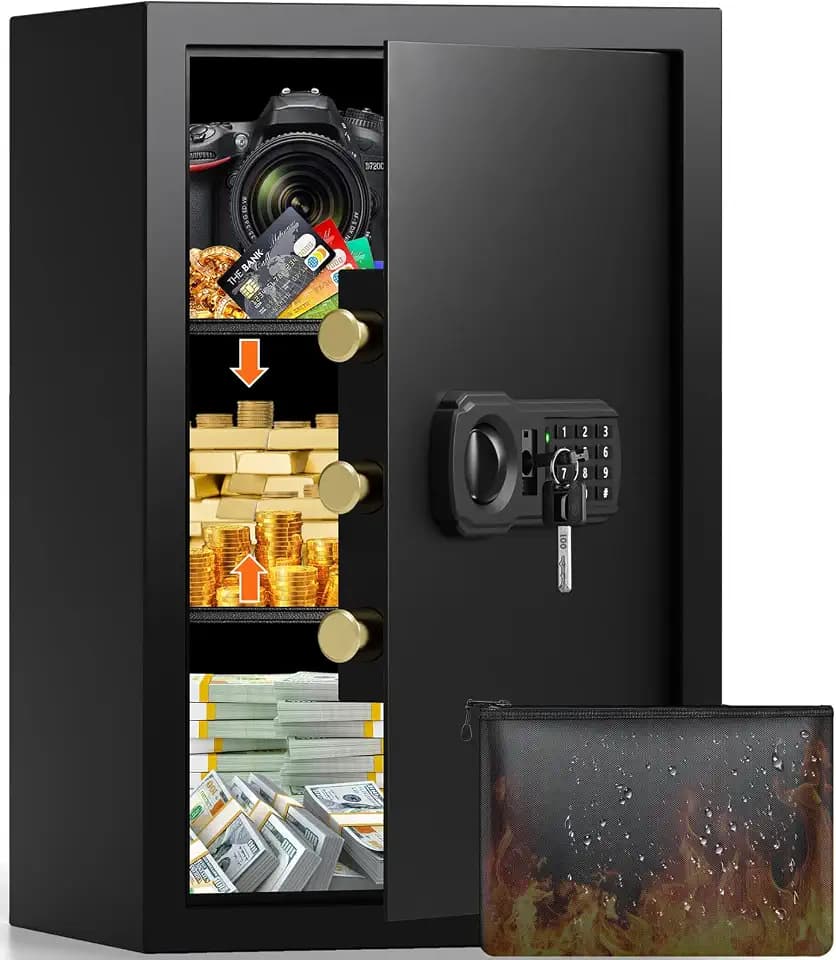 21.65"H Safe Box for Home | 3.8 cu ft Anti-Theft Safe with A4 Fireproof Bag