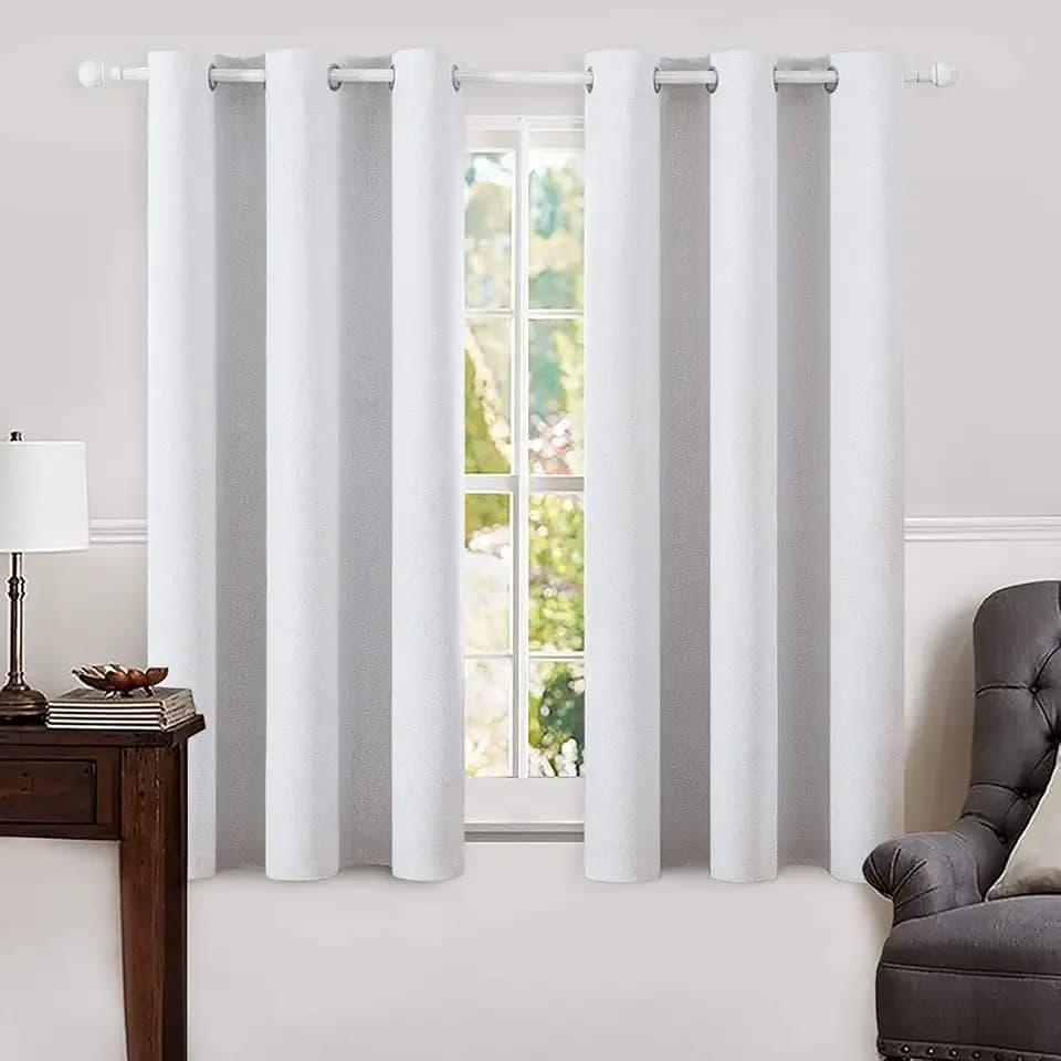 MIULEE 100% Blackout Linen Curtains for Bedroom 42x63 Inches Grayish White