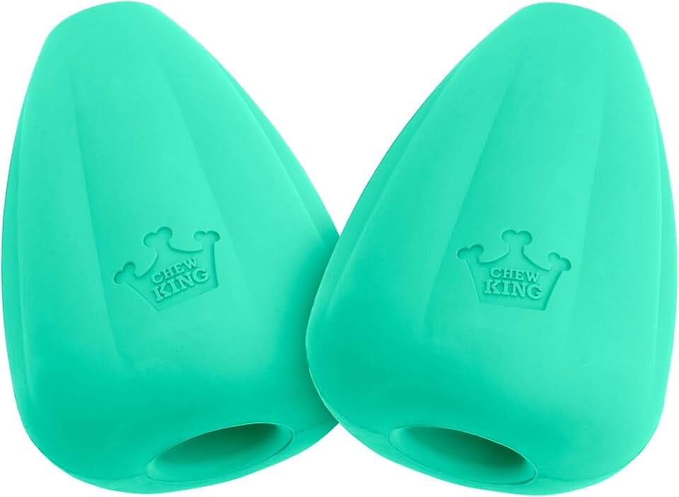 Chew King by Mammoth Premium Treat Dispensing Dog Toy, Durable Natural Rubber Chew Toy, Safety Air Vent, Interactive Enrichment Toy for Aggressive Chewers, Large Pack of 2- Teal