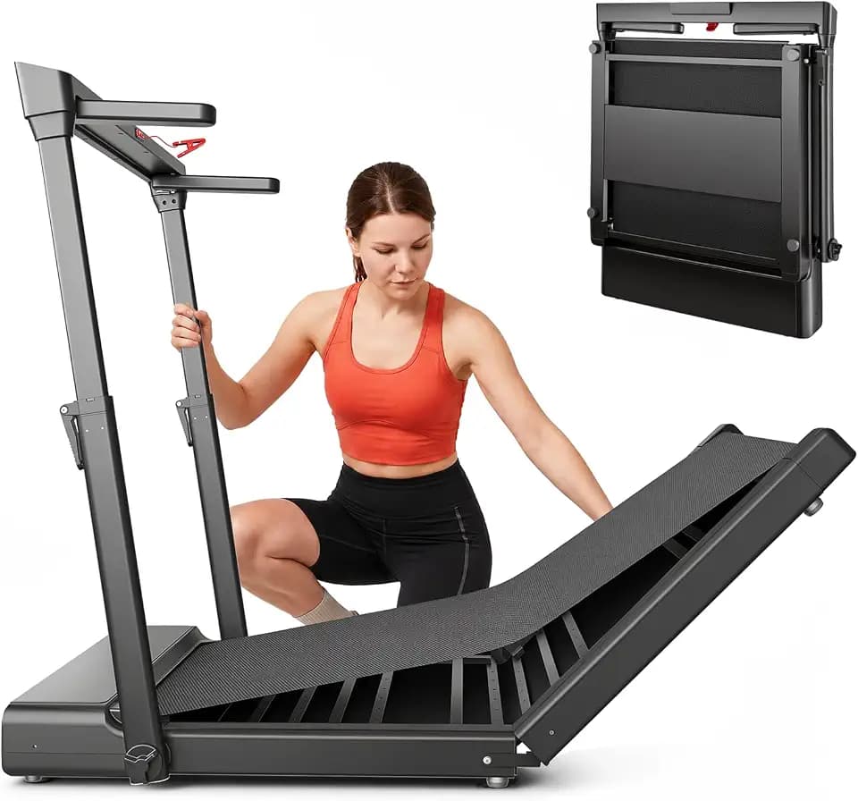 JAGJOG Foldable Walking Pad Treadmill with Height-Adjustable Handlebar