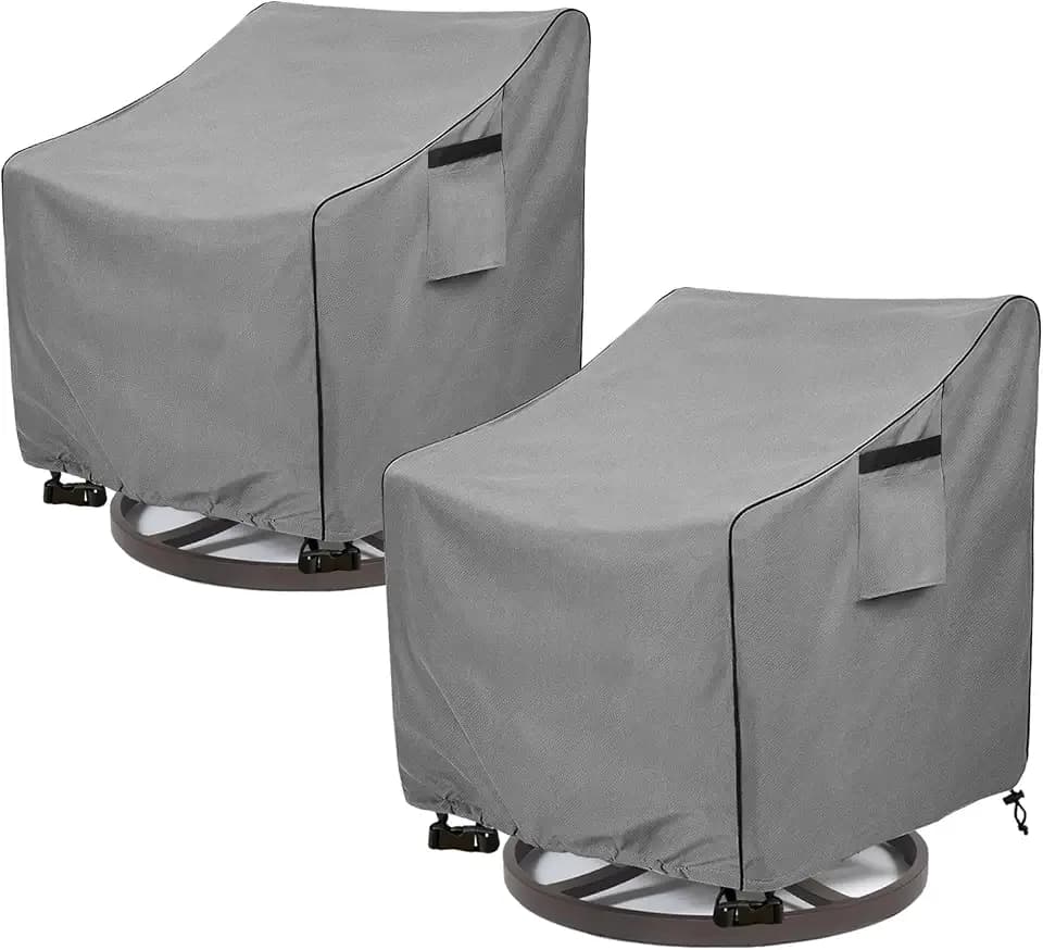 Okcool Patio Chair Covers,Heavy Duty 600D Outdoor Furniture Covers Fits up to 30" W x 34" D x 38.5" H inches -2 Pack,Grey