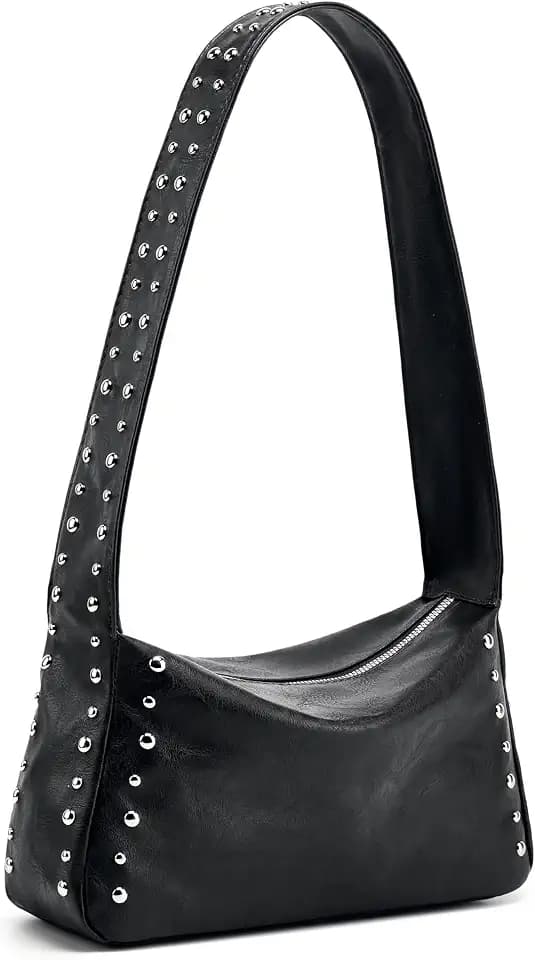 Studded Handbag for Women - Extended Shoulder Strap Design Y2k Shoulder Bag 90s 2000s Vegan Small Vegan Trendy Purse