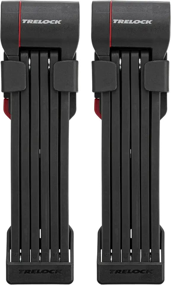 TRELOCK 2x FS 480/100 COPS X-Press TWIN – Set mit 2 Faltschlössern – Länge 100 cm – Sicherheitsstufe 12 – inkl. X-Press Halter – Fach für Tracking Tag