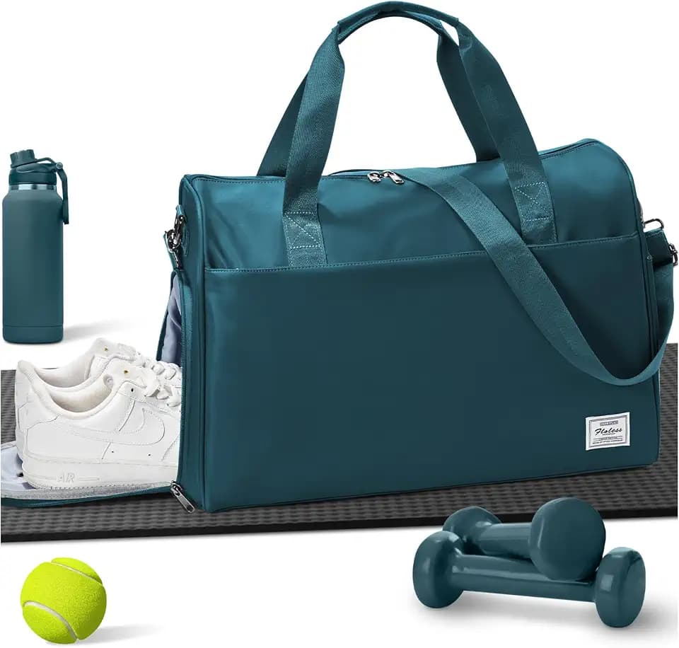 Travel Weekender Bags with Shoe Compartment Overnight Bag Peacock Blue
