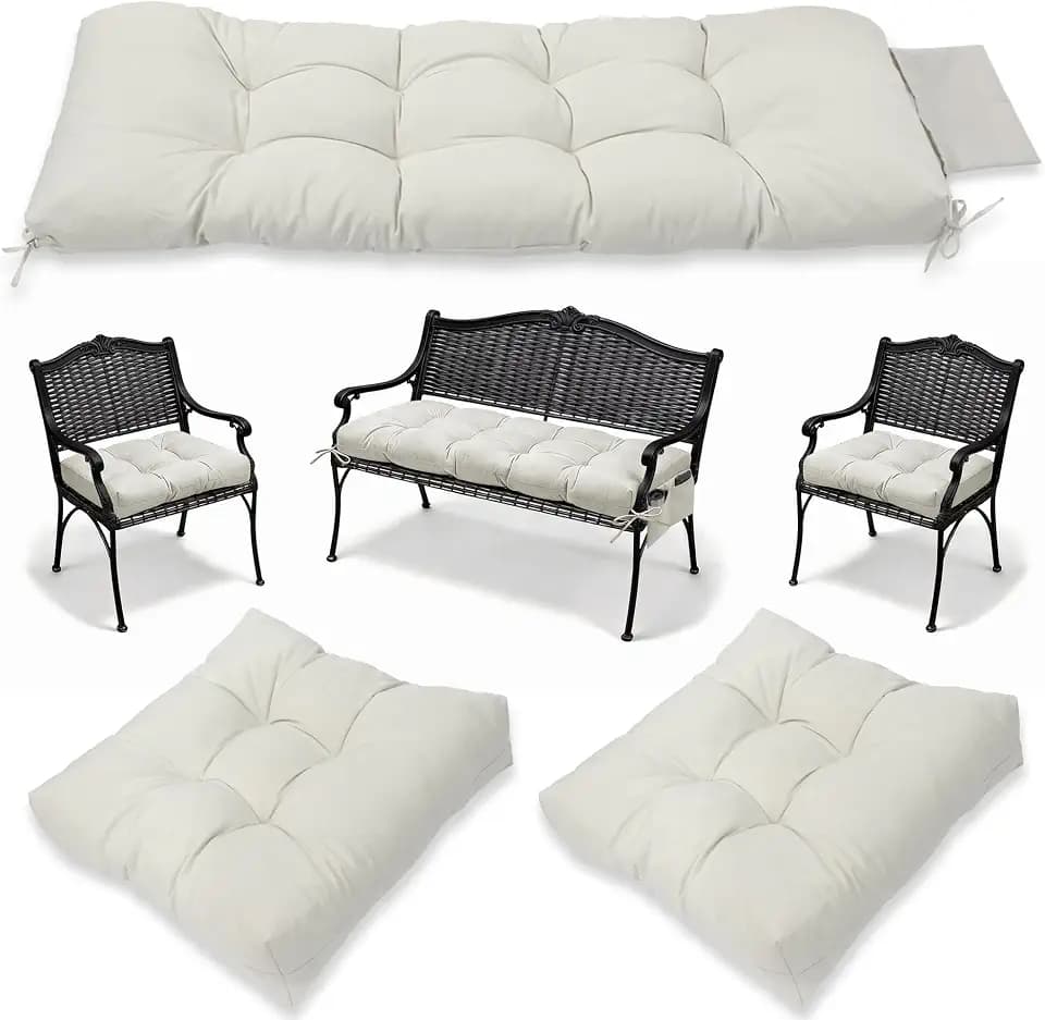 Yddsky 3Pcs Wicker Chair Cushion Sets for Patio Furniture,White,47*19*4''