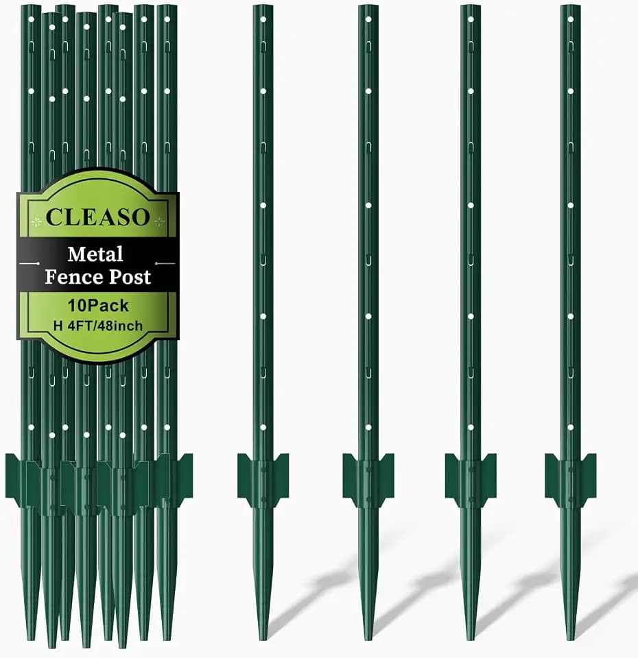 Metal Fence Posts for Wire Fencing,Heavy Duty U Post 4 FT Green