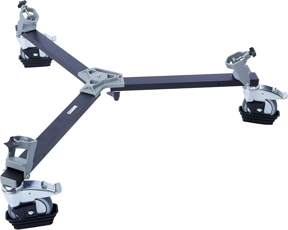 Manfrotto 114 Cine/Video Deluxe Dolly für 117X Stativ mit 12,7 cm Rädern – ersetzt 3067, schwarz
